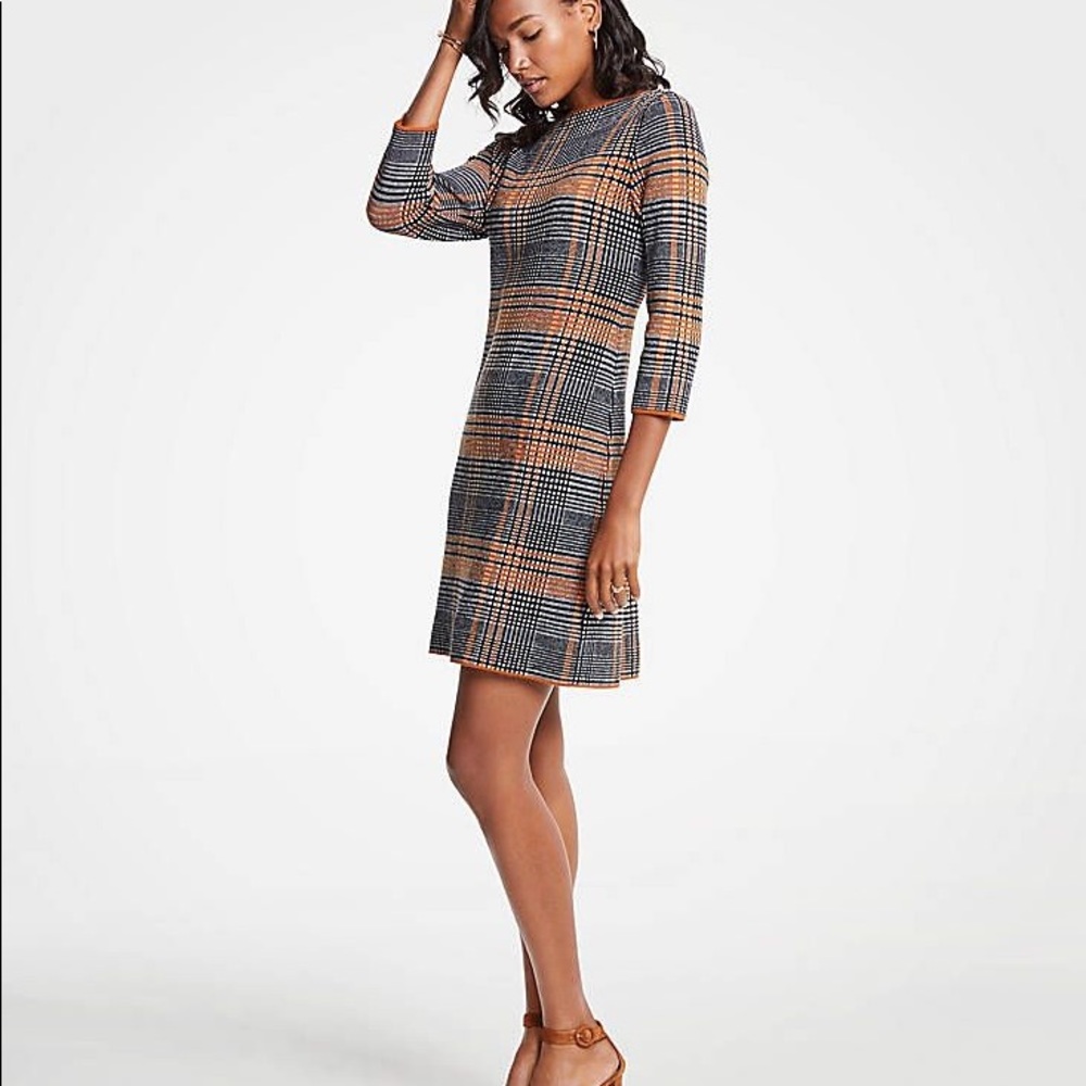 Ann Taylor Orange Plaid Dress